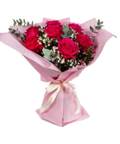 Μπουκέτο με Φούξια Τριαντάφυλλα